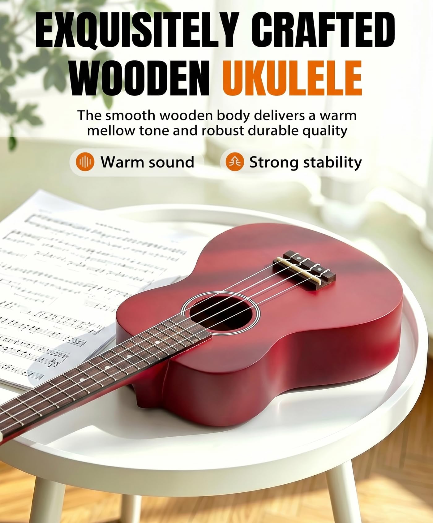 Kit de débutant ukulélé soprano pour enfants et débutants, Ukelele 21 pouces avec recueil de chansons, étui, sangle, accordeur, cordes et médiators