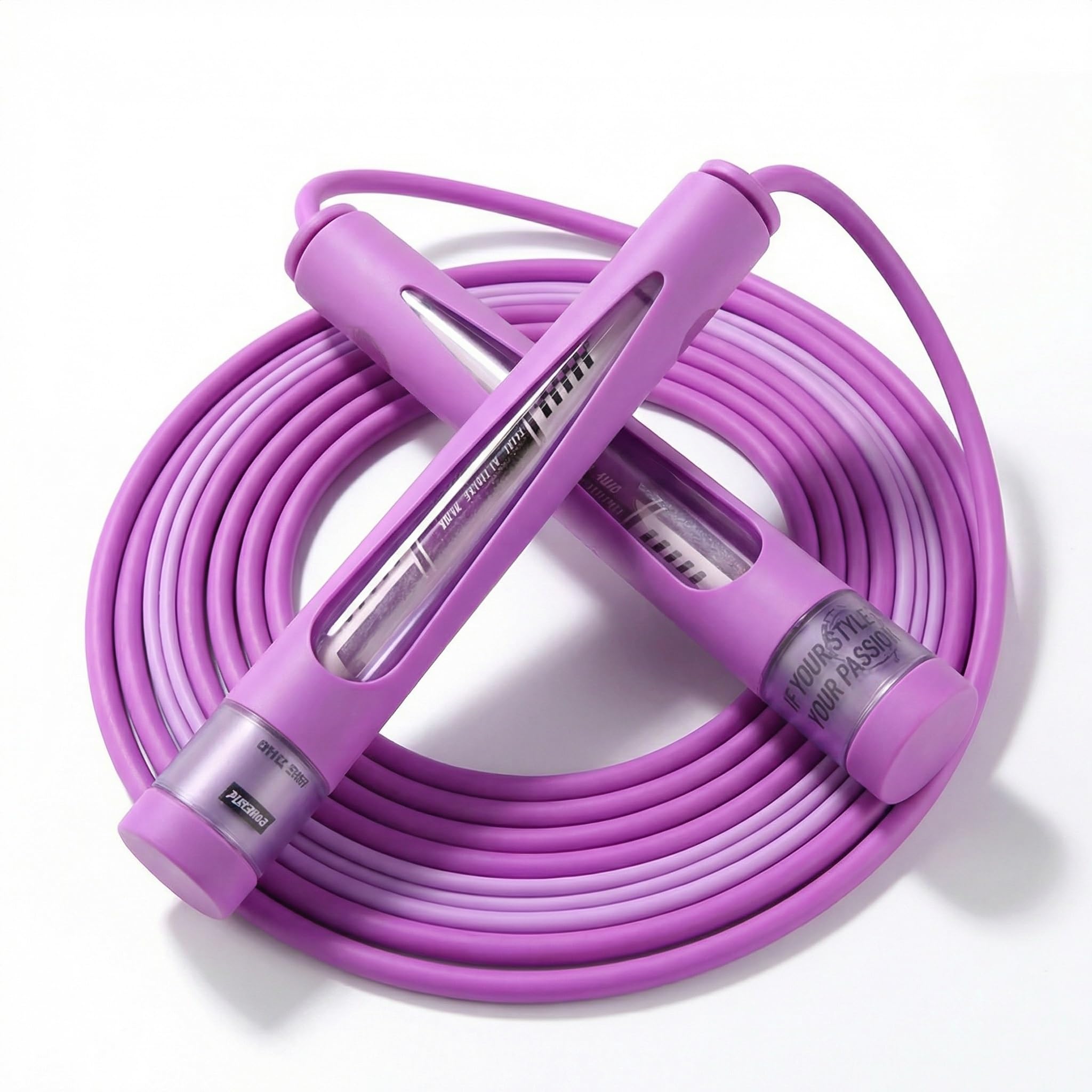 YUEDONG Adjustable Speed Jump Rope Dual Ball Bearings Tangle-Free Two-Section Rope Self-Locking Ergonomic Handles For Fitness Boxing HIIT Men Women Kids Adults (1, PURPLE, 280)