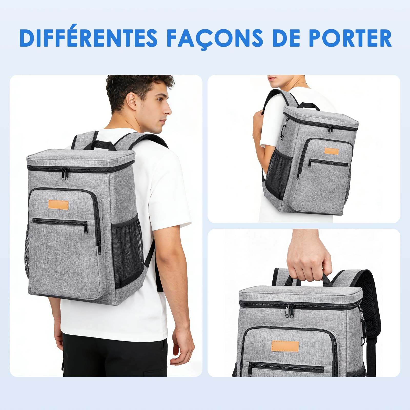 Sac à Dos Isotherme Repas de 24 L Sac à Dos de Pique-Nique Étanche et Souple avec Multiples Poches et Un Décapsuleur Sac à Dos Glacière Portable pour Famille Repas Camping Plage Travail et Extérieur