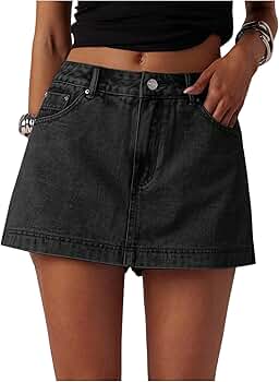 MakeMeChic Women's Denim Skorts Straight Leg Zip Fly Vintage