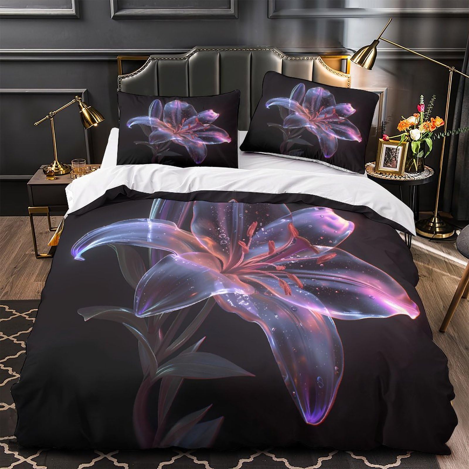 Housse de couette loup imprimé 3D microfibre hypoallergénique