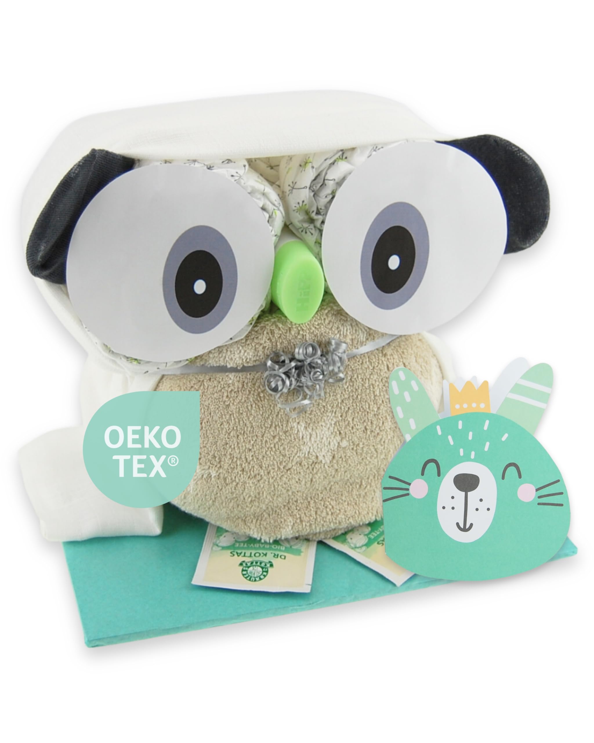 Eulen Torte Unisex Neutral - Neugeborenen Geschenk Geburt [Freude Schenken] Babyparty Pullerparty Baby Socken Erstausstattung 0 Monate Feuchttücher Spucktücher - Torte bestellen…