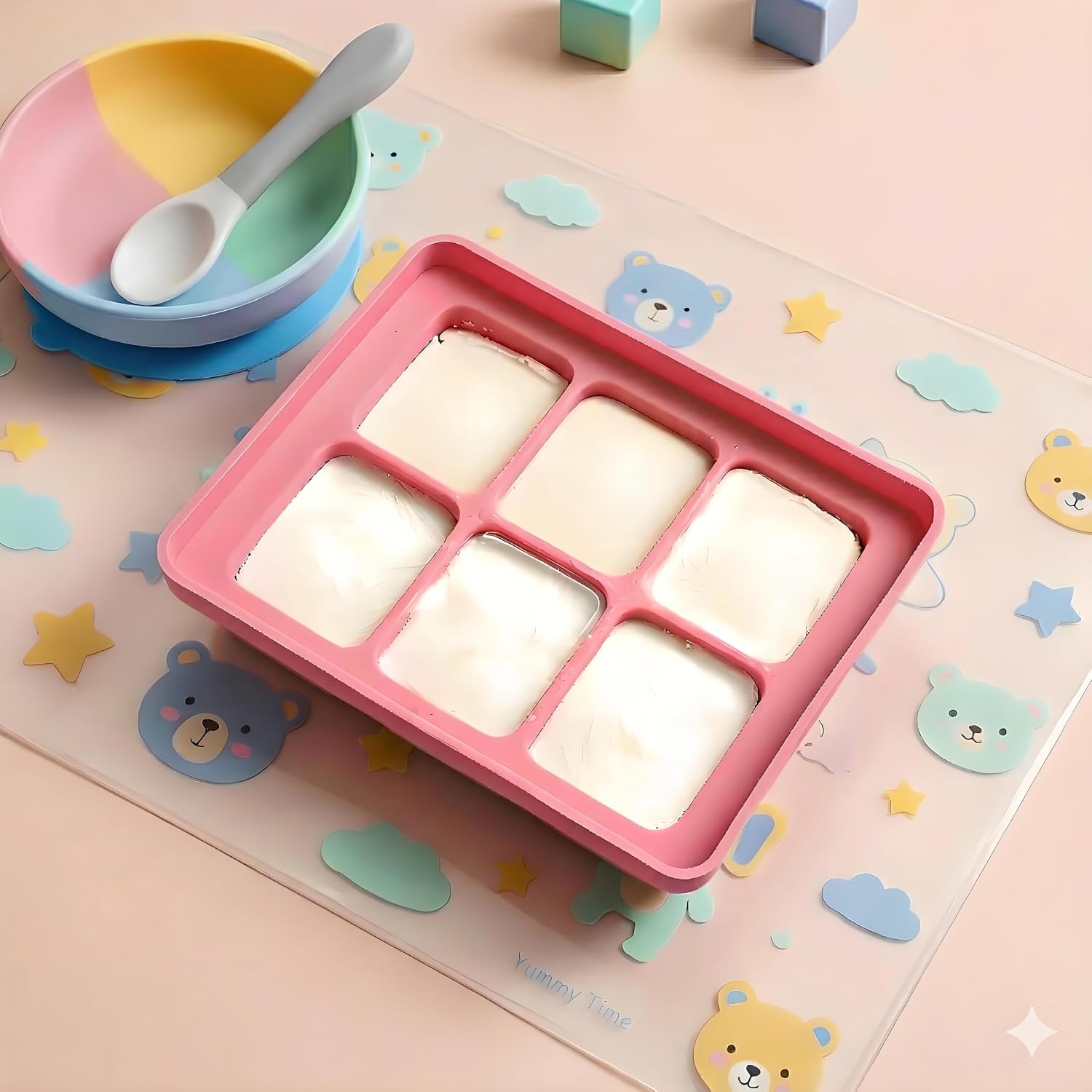 3Pcs Ice Cube Tray,Each Cube 2 oz(60ml) Baby Food Freezer Tray,Easy-Release Silicone Large Ice Moulds with Removeable Lids,Perfect for Chilled Drinks,Fruit ice,Whiskey and Cocktail, BPA Free