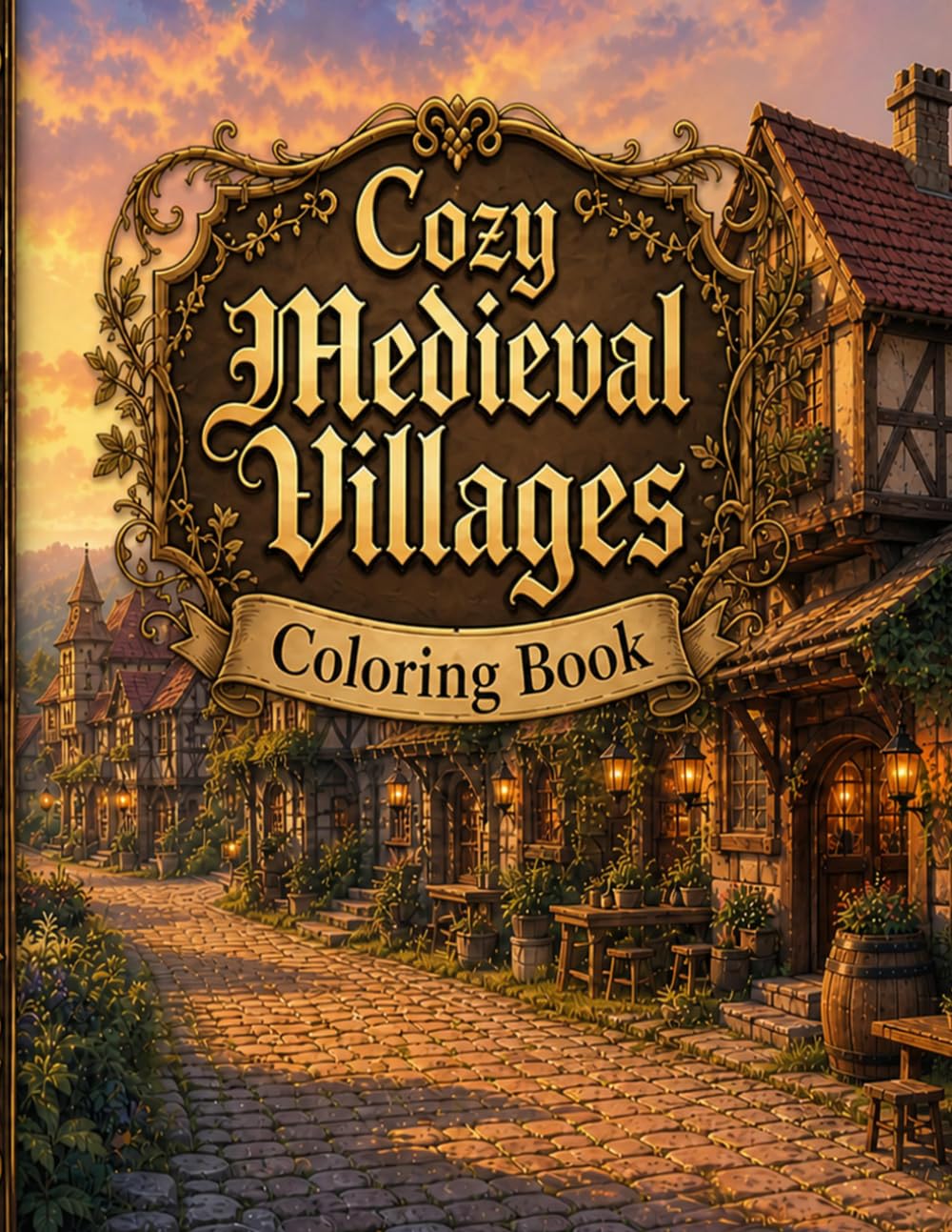 Cozy Medieval Villages: Coloring Book (Cozy World Adventures)