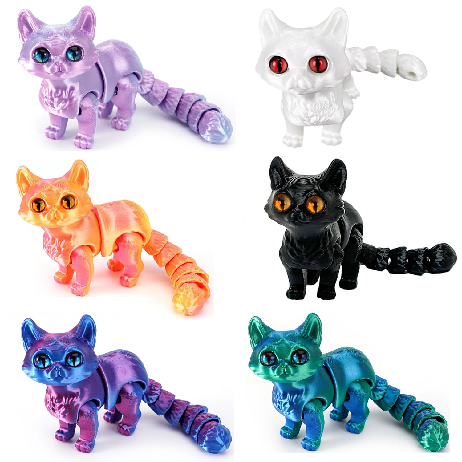 Amazon.co.jp: 3Dプリント猫キット6点、関節式おもちゃホワイト