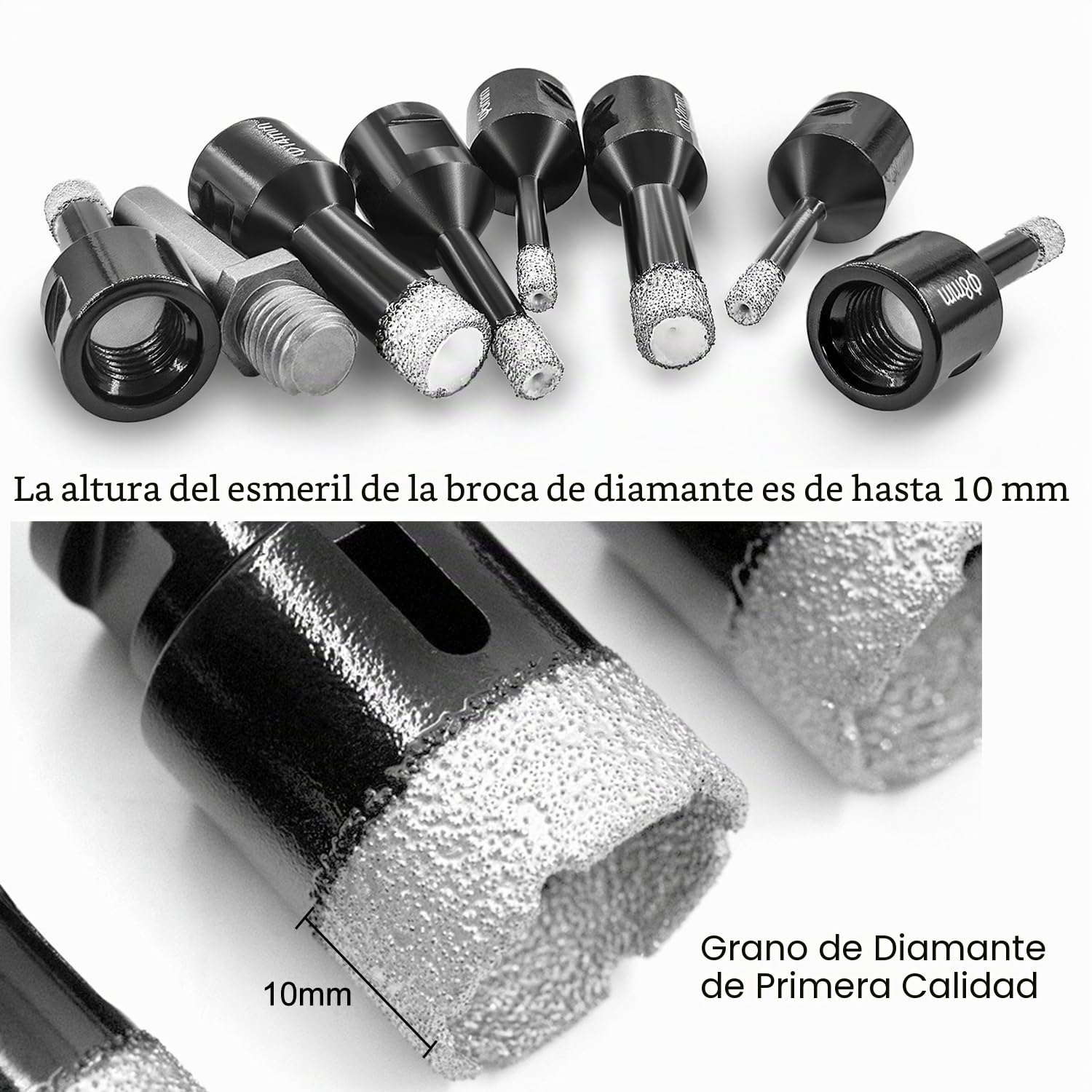 ASNOMY 8Pcs Brocas de Diamante M14 para azulejos 6, 6, 8, 8, 10, 12 y 14 mm Vacío Soldadura para Perforación en Seco para taladrar azulejos duros, porcelana, azulejos, granito, mármol, vidrio