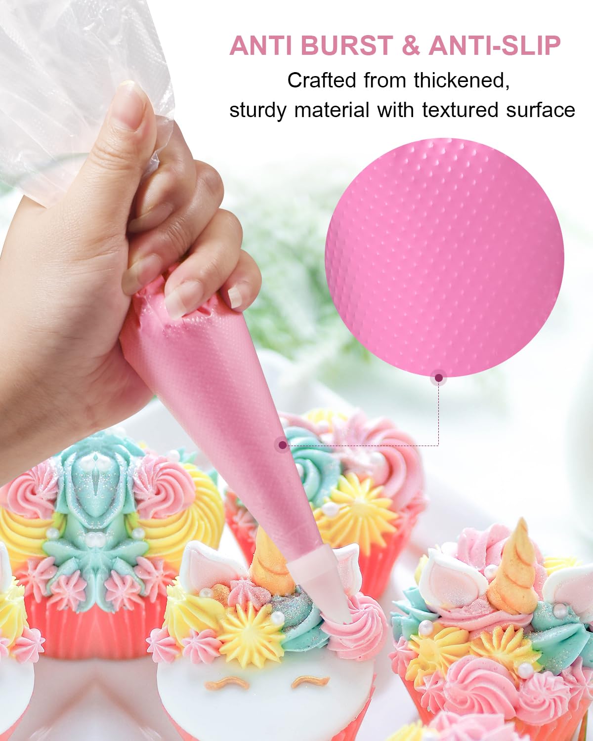 Bolsas de pastelería extra grandes de 24 pulgadas desechables, 100 bolsas de glaseado, bolsas de pastelería gruesas, antideslizantes y antiestallidos, para decoración de pasteles y galletas 4