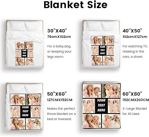 Miniatura 8 de Artsadd Manta personalizada con collage de texto fotográfico, manta de fotos personalizada para hombres, mujeres, él o ella, manta personalizada