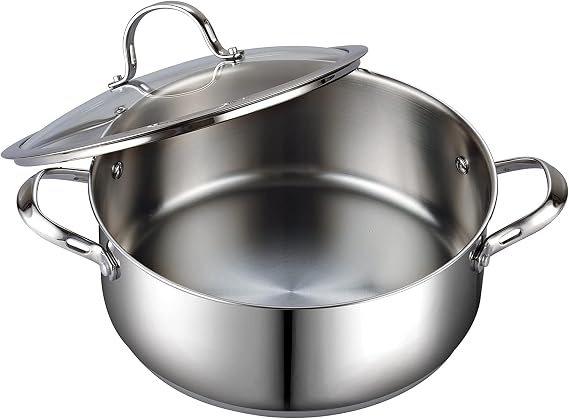 Cooks Standard 7 Quart Stock Pot, Stainless Steel Cooking Pot with Lid