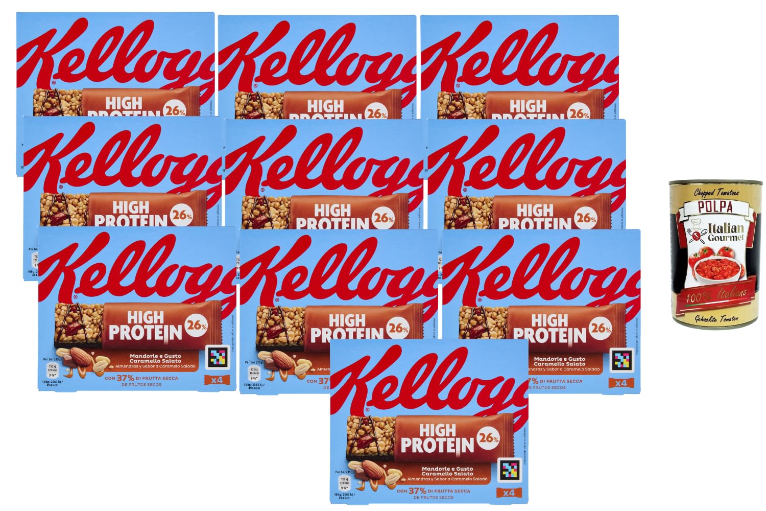 Italian Gourmet Proteinriegel Mandel & Salzkaramell 10x140g + Polpa