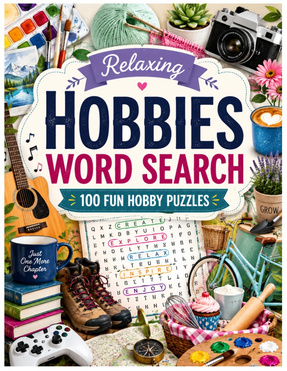 Relaxing Hobbies Word Search for Adults: 100 Fun Easy Puzzles for Stress Relief, Relaxation, and Mindful Downtime – Adults, Teens & Seniors