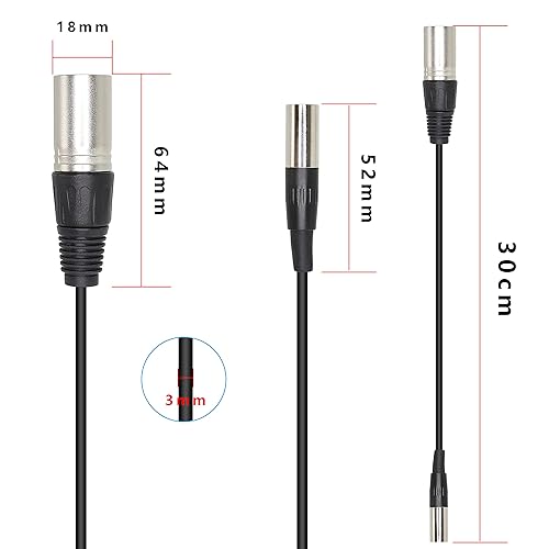 Miniatura 5 de MEIRIYFA Mini cable de micrófono XLR, 3pin a 3pin para cámara BMPCC 4K, asistencia de video 4K y 8K (1FT/0.3M)