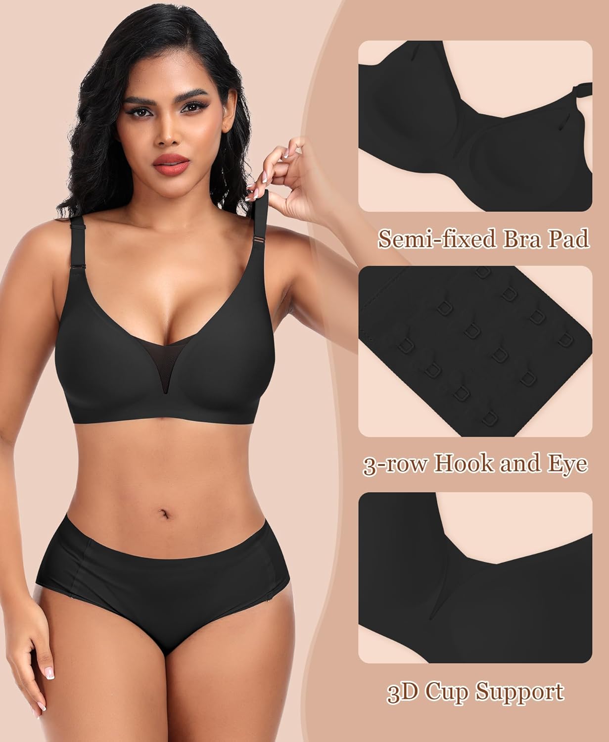 Bras for Women Wireless Seamless Mesh Push Up No Underwire Plus Size Soft Comfortable Sleep Everyday Brattlets with Extender - Image 4