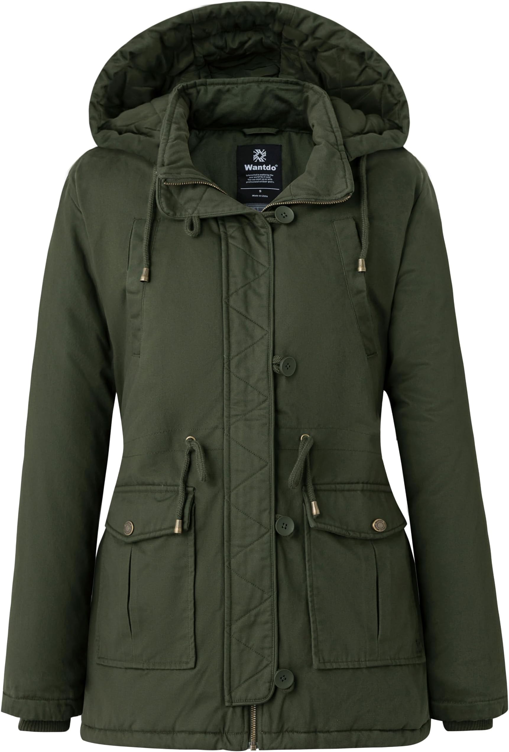 wantdo Women's Winter Thicken Puffer Coat Warm Fleece Lined Parka Jacket with Fur Hood