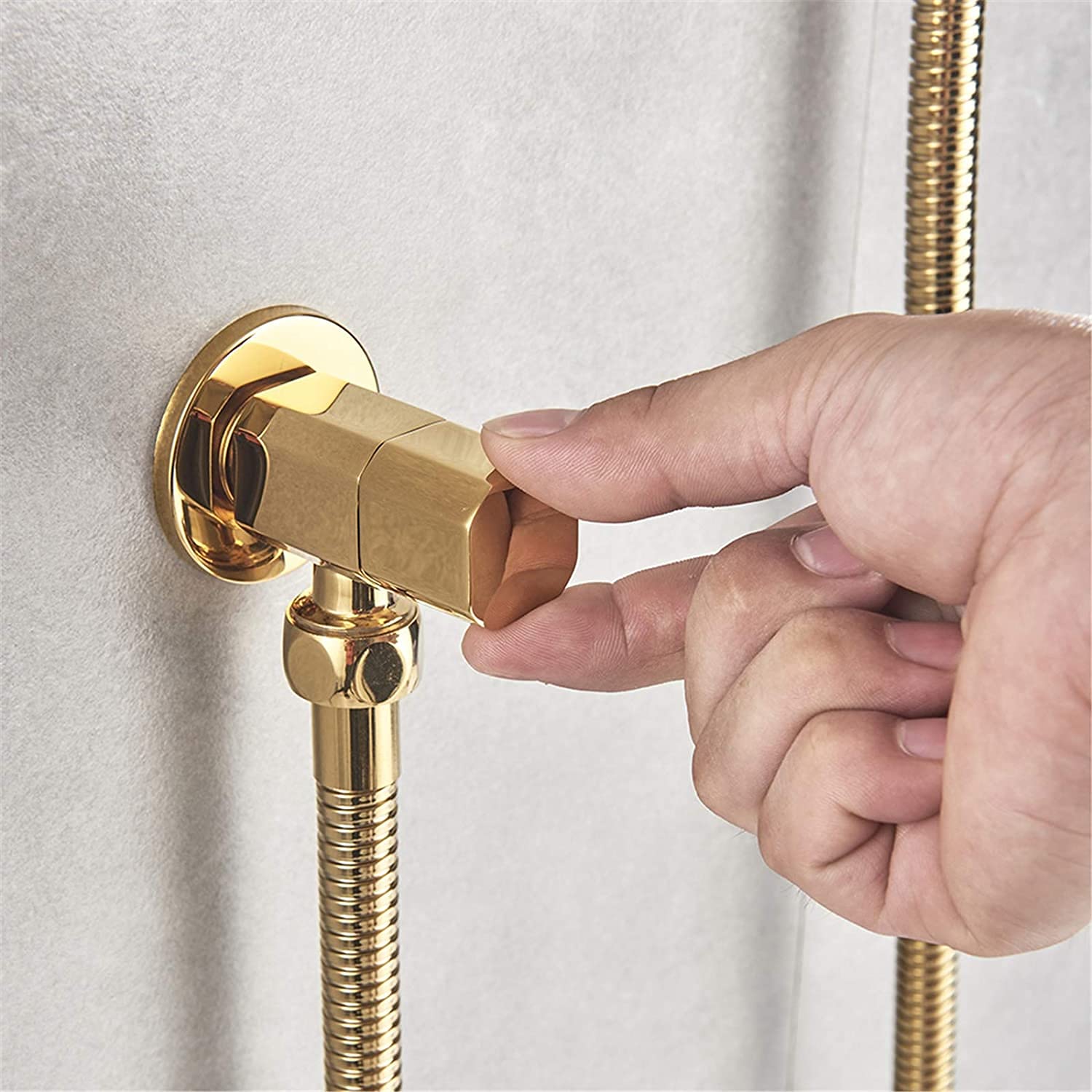 Systemy prysznicowe z kranem Wannowym Toaleta Ręczna bateria bidetowa Złota Bidet łazienkowy Rura prysznicowa Mosiężny montowany na ścianie Mieszacz ciepłej wody i zimnego kranu bidetowego Wąż ze
