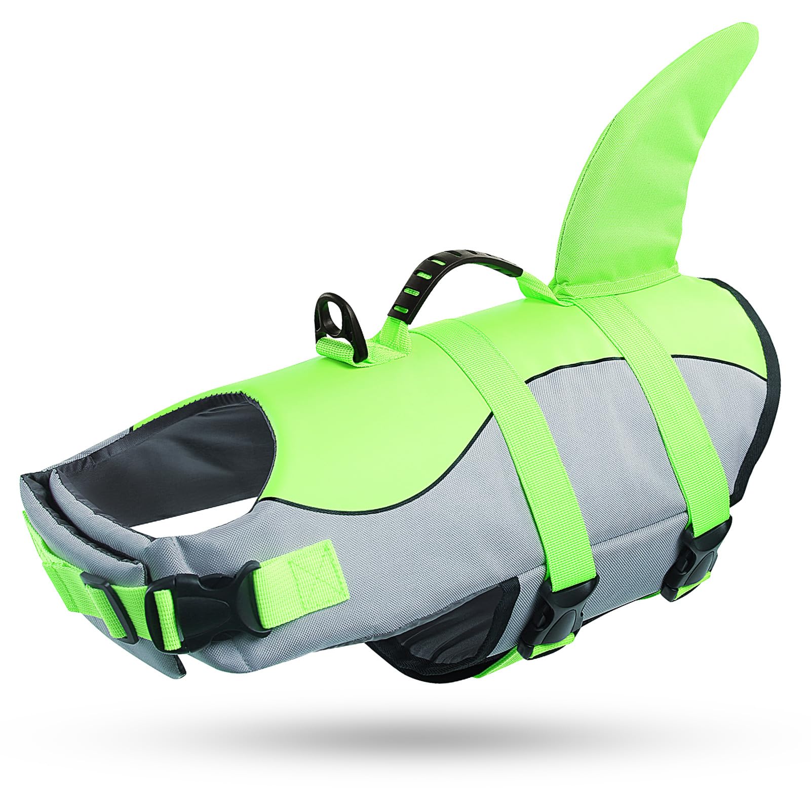 Queenmore Giubbotto di salvataggio per cani Ripstop Shark Gilet di sicurezza regolabile con elevata galleggiabilità e manico di salvataggio resistente, per cani di taglia piccola, media e grande