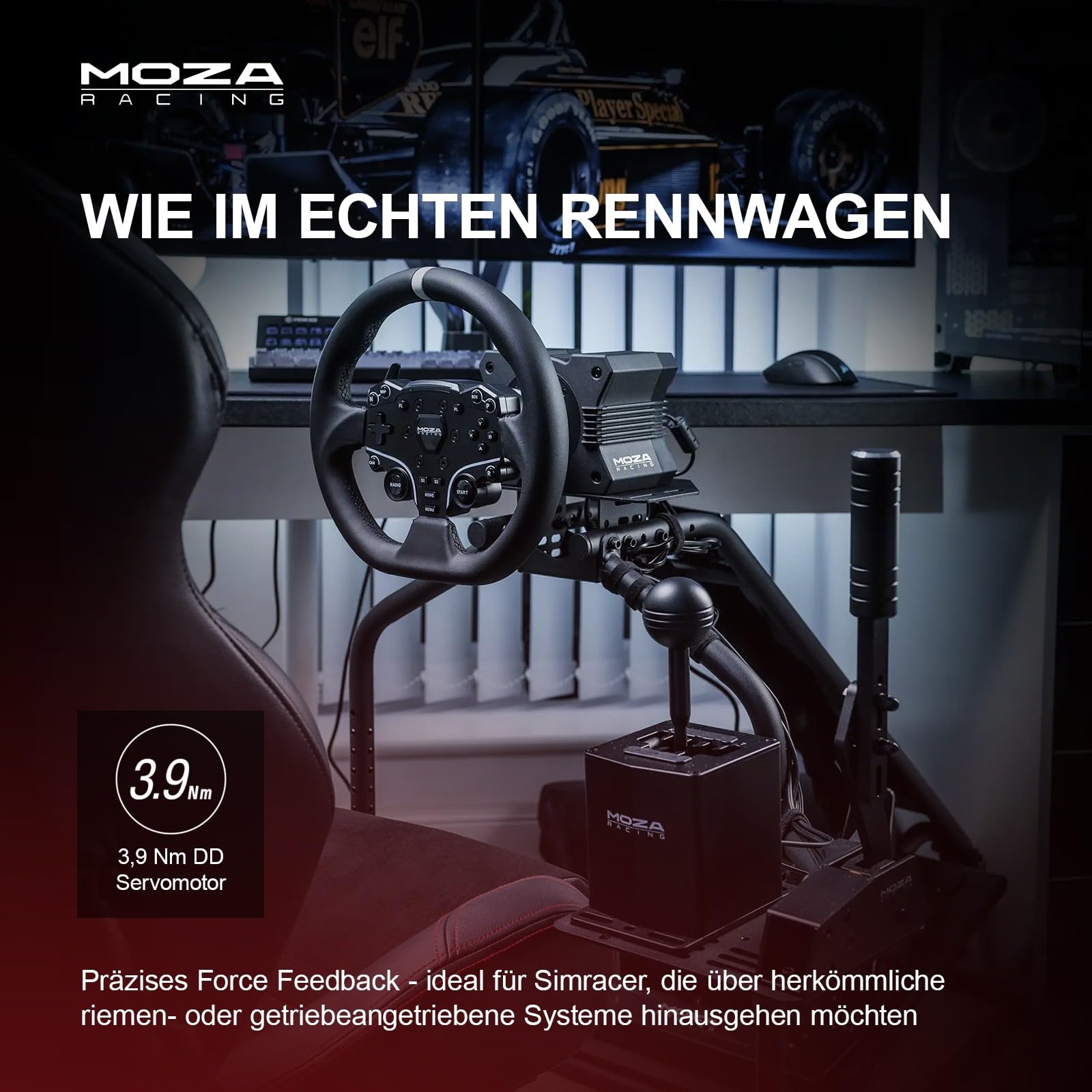 MOZA R3 Racing Bundle Volant PC Simracing Direct Drive 3,9 avec Pédalier