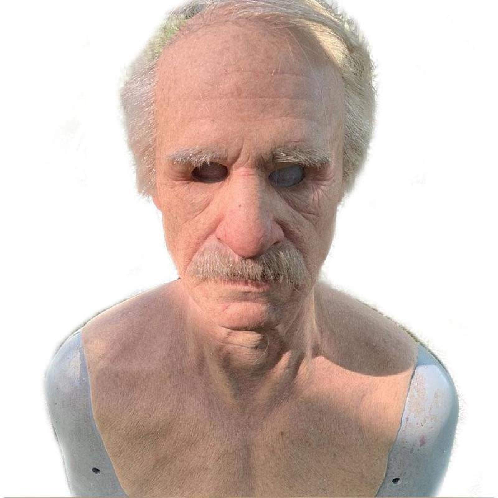 DRGRG Realistic Man Mask Halloween Fancy Old Man Scary Mask Cosplay Full Head Latex Funny Realistic Latex Old Man Mask B