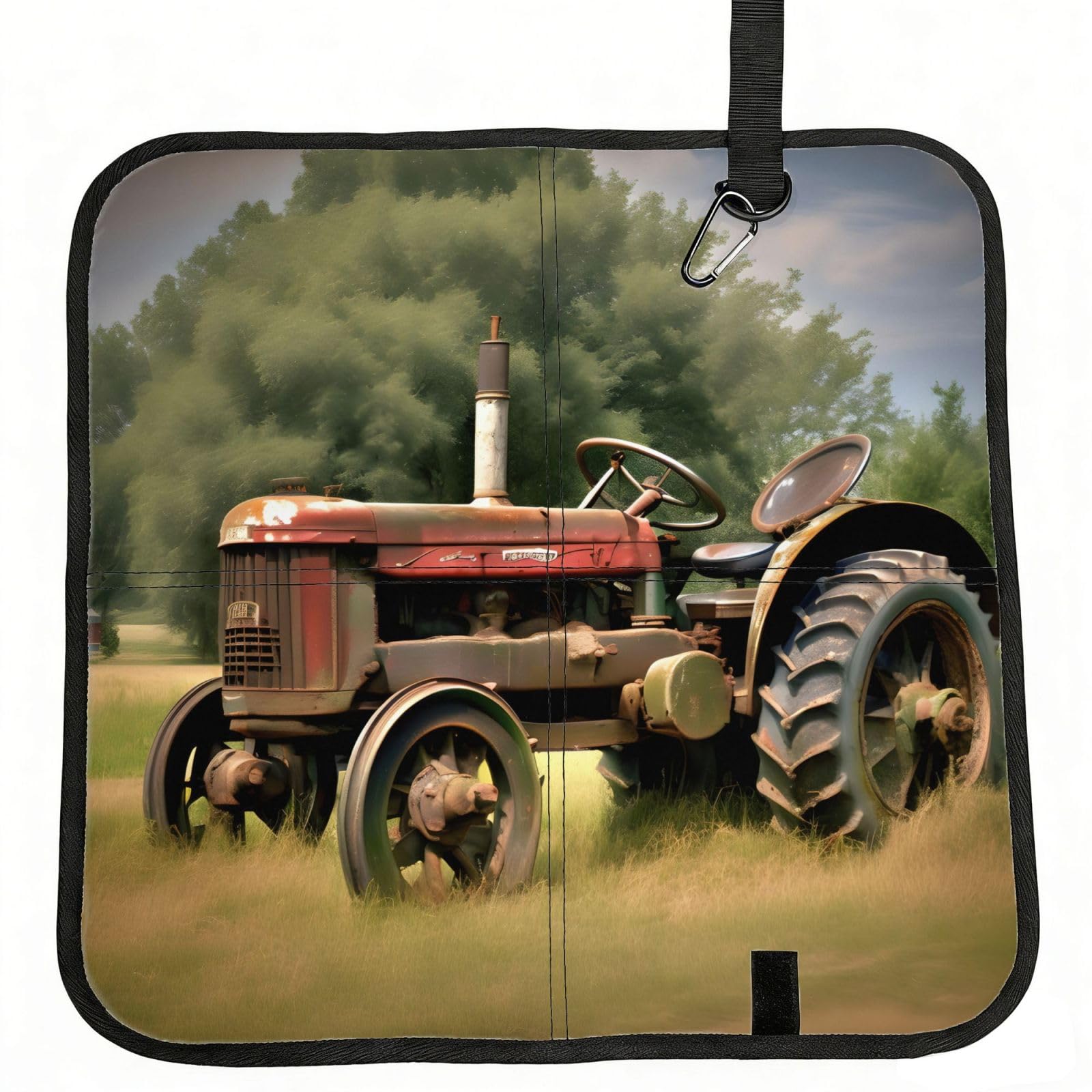 NImongt Old Tractor Photoes Farm Print Portable Chair Pad Foldable Seat Cushion Outdoor Seating Office Picnic Camping
