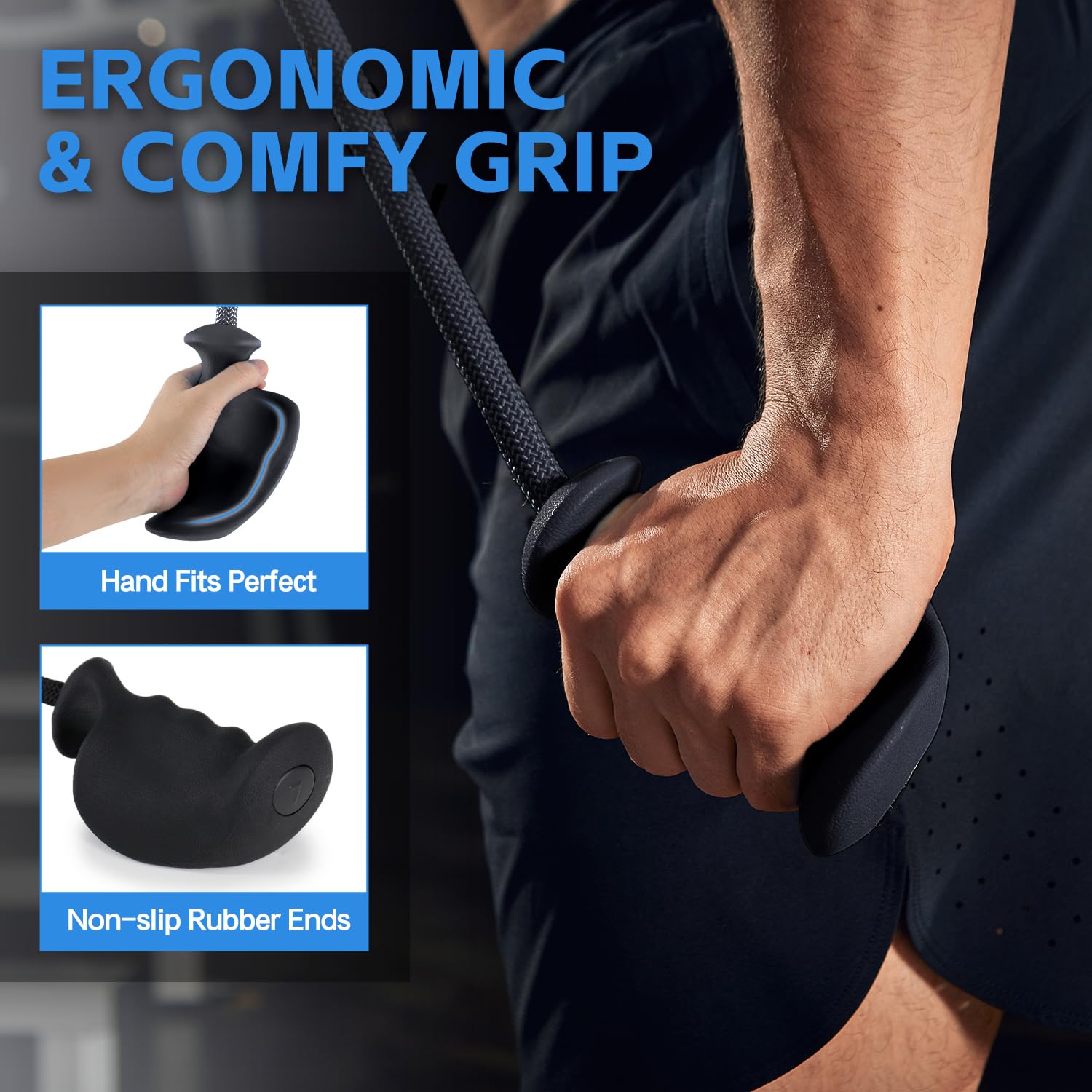 HXD-ERGO Triceps lina do bicepsów, ergonomiczne uchwyty, lina tricepsów, skręcona lina, bicepsów, tricepsów, do ściągania z antypoślizgowym gumowym uchwytem do studia fitness w domu
