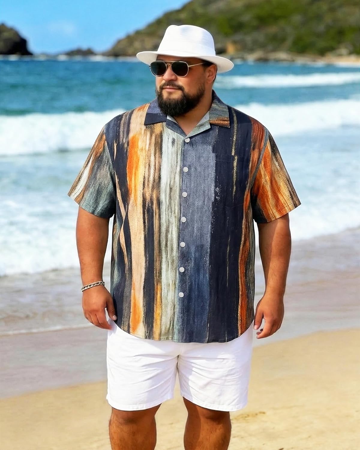 TENGINE Big and Tall Mens Hawaiian Short Sleeve Summer Button Down Beach Shirts Vacation Outfits