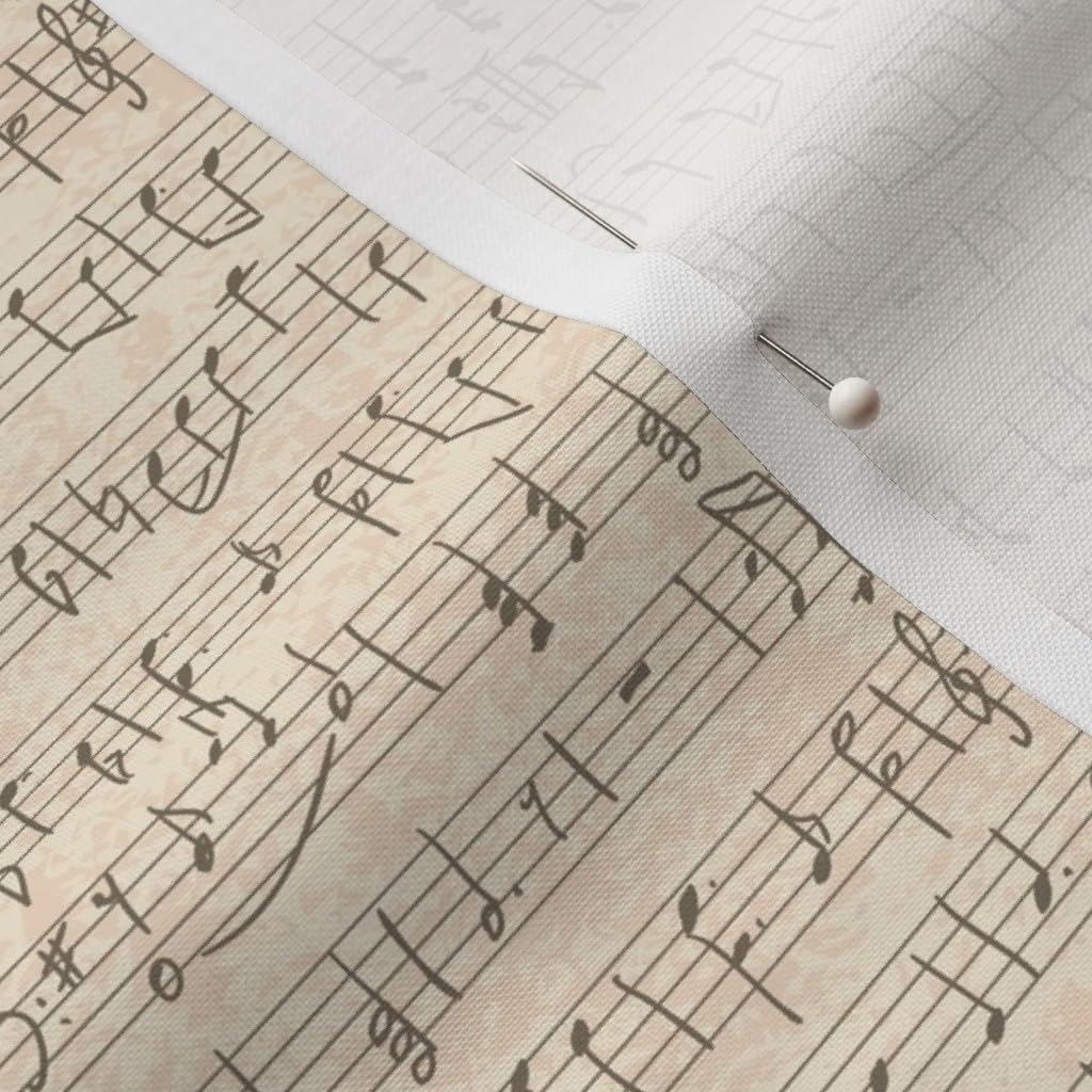 Spoonflower Fabric - Vintage Music Notes Theater Instrument Printed on Petal Signature Cotton Fabric by The Yard - Sewing Quilting Apparel Crafts Decor