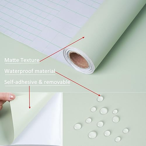 Miniatura 5 de Mecpar Papel tapiz azul sólido de 15.7 pulgadas x 32.8 pies, papel de contacto azul puro, papel tapiz azul puro, película de vinilo texturizada,