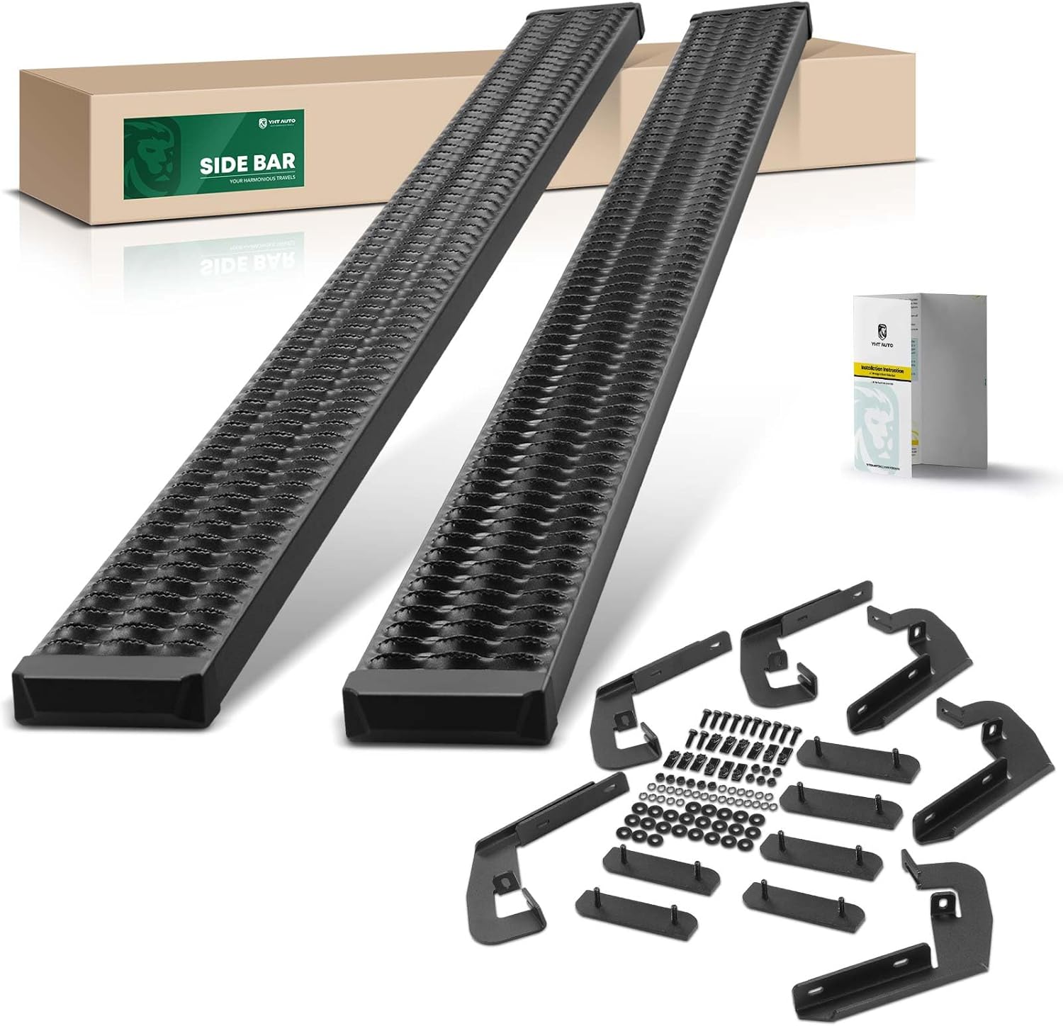 YHTAUTO 7" Running Boards Side Steps Compatible with Ford F-150 2004-2014, Extended/SuperCab, Aluminum Black Powder, Truck Cab Side Step Rails Off-Road Exterior Accessories, Set of 2