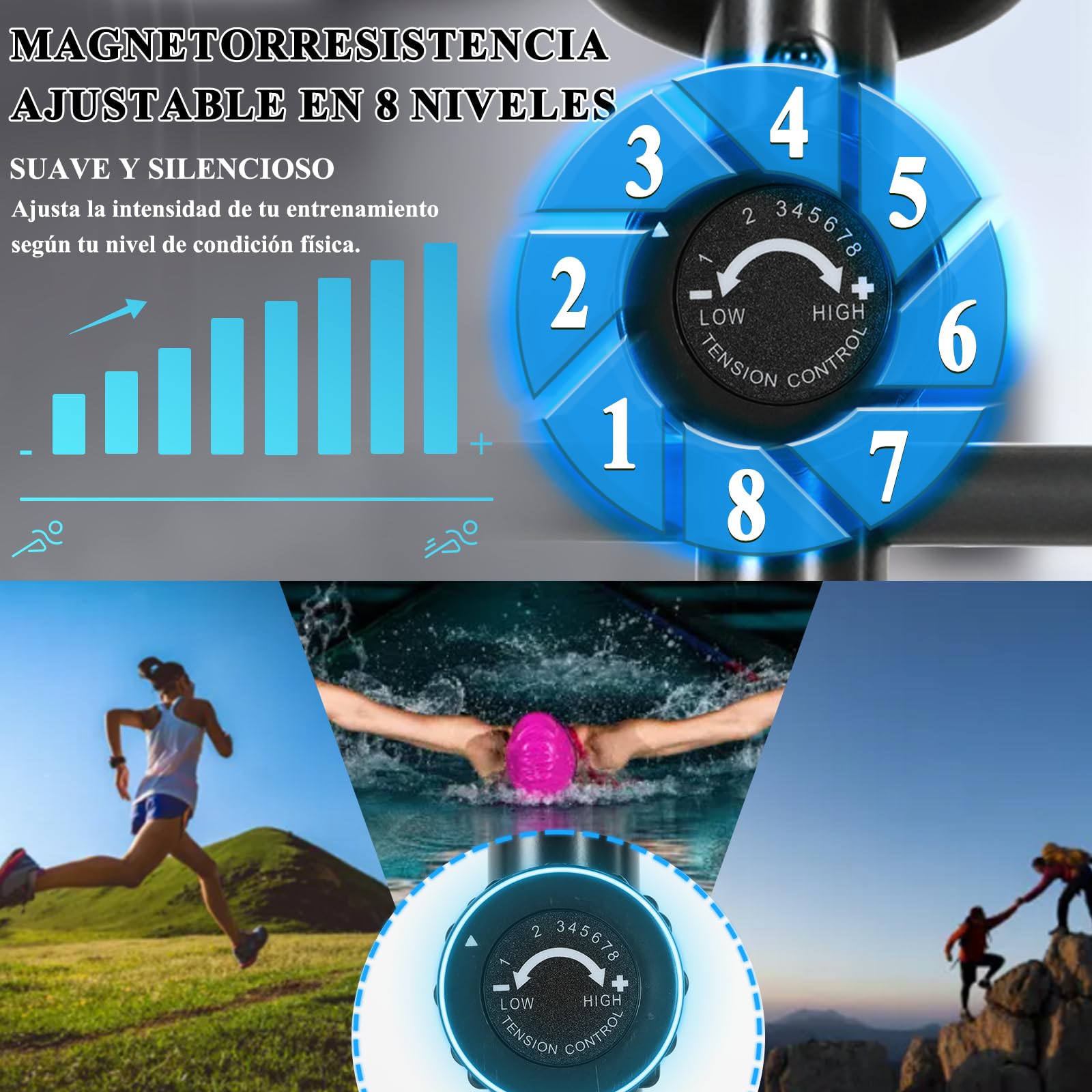 ISE Bicicleta Elíptica para casa con zancada de 28 cm, eliptica con, 8 Niveles de Sistema magnético Externo bidireccional, elipticas Fitness casa con LCD Pantalla y sensores de Pulso