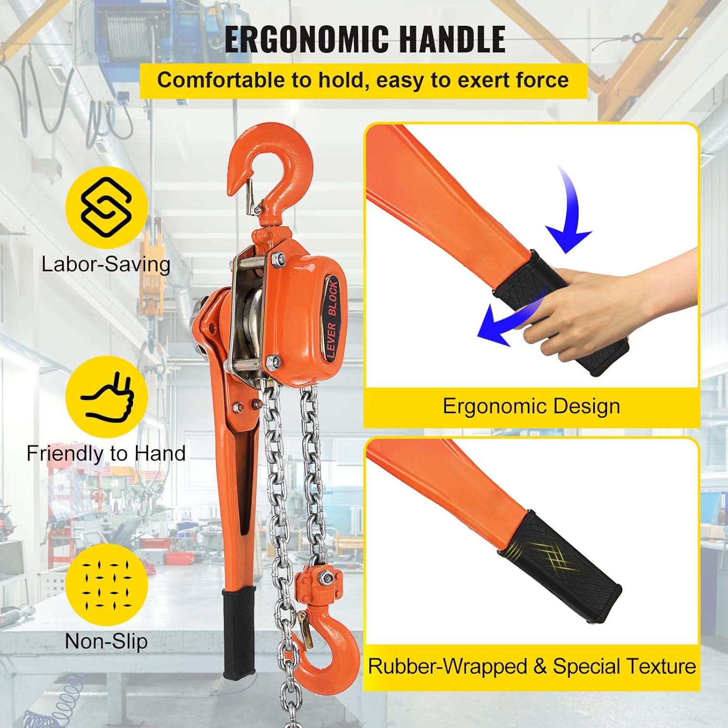 VEVOR Lever Chain Hoist, 0.75Ton 1650lbs Capacity Ratchet Puller with 10FT Max. Lifting Height, Come Along 2 Heavy Duty Steel Hooks, Manual Handling Tool for Cargo Moving in Construction, Warehouse : Office Products