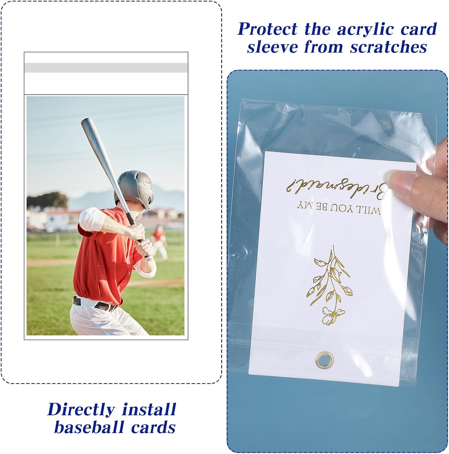 300Pcs Self Sealing BagsGraded Card Sleeves Resealable Team Bags Baseball Sports Holders Plastic Collectible Protection for Tradingcards Photos Bookmarks Jewelry Treats Beads Candy