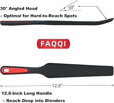 Silicone Blender Spatula, Under-Blade Scraper with Long Handle | Compatible With Most High-Performance Blenders, Ergonomic Grip, Reaches Beneath Blades To Scrape Thick Mixtures