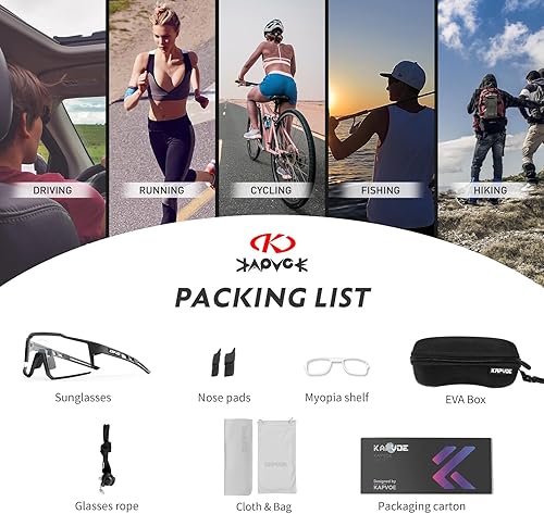 Miniatura 6 de KAPVOE Gafas de Ciclismo Fotocromáticas MTB Bicicleta de Montaña Lentes de Transición para Hombres Mujeres - K9022