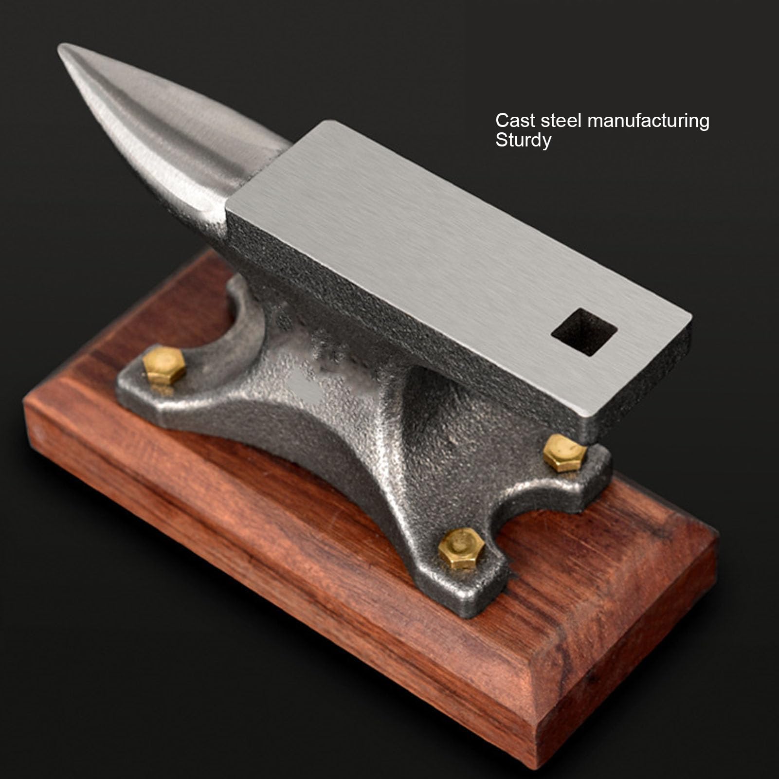 NOENNULL Mini-Schmuck Amboss mit Holz Basis, 500g Gussstahl-Bank-Amboss für Metall Schmieden, Schmuck Herstellung, Uhren Reparatur, Basteln und Schmiede Werkzeuge