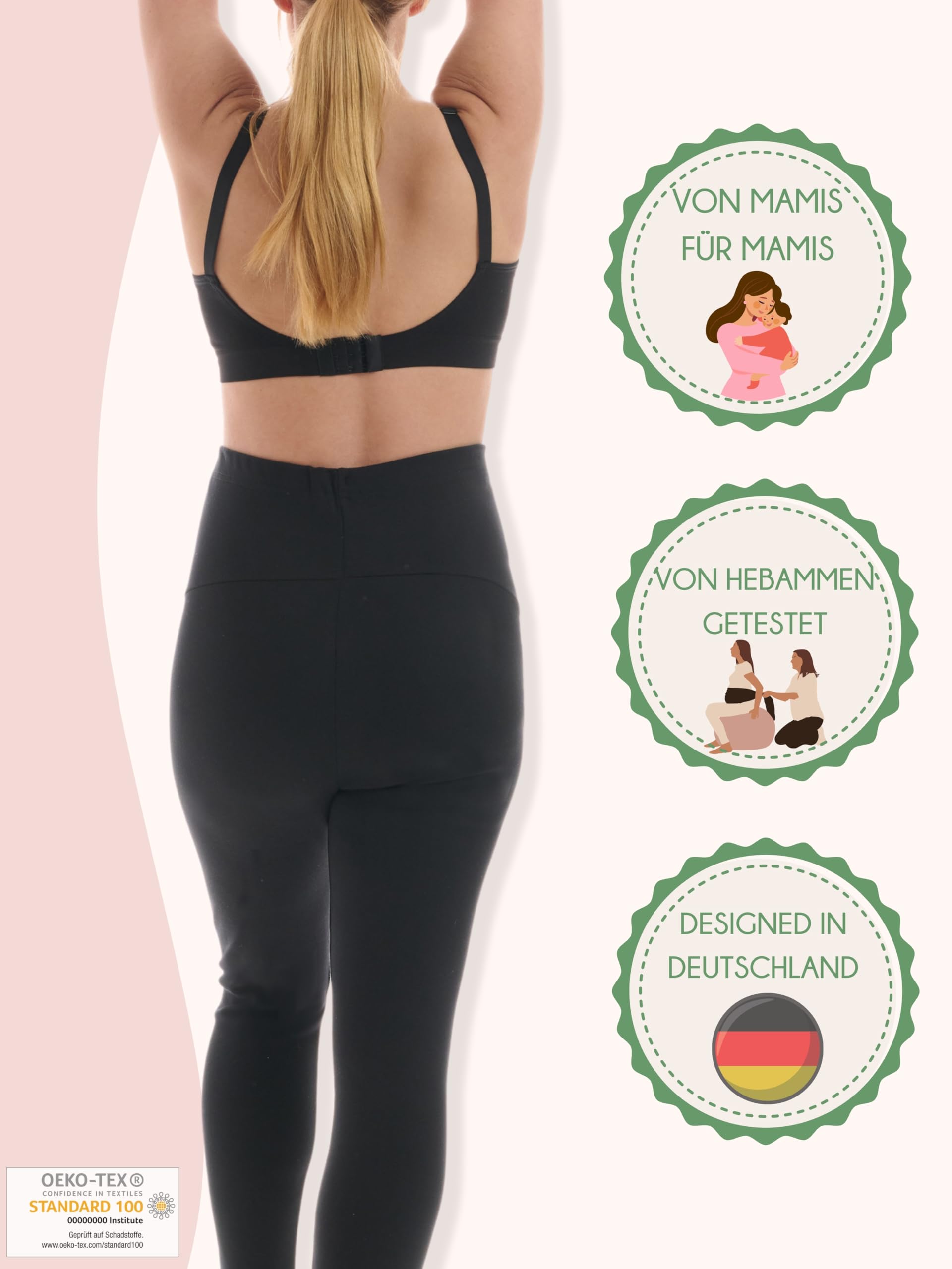 Herzmutter Umstandsleggings Baumwolle OekoTex 100 - Leggings Schwangerschaft - weiche-blickdichte - Umstandsmode Leggings - warmes Material - 1500