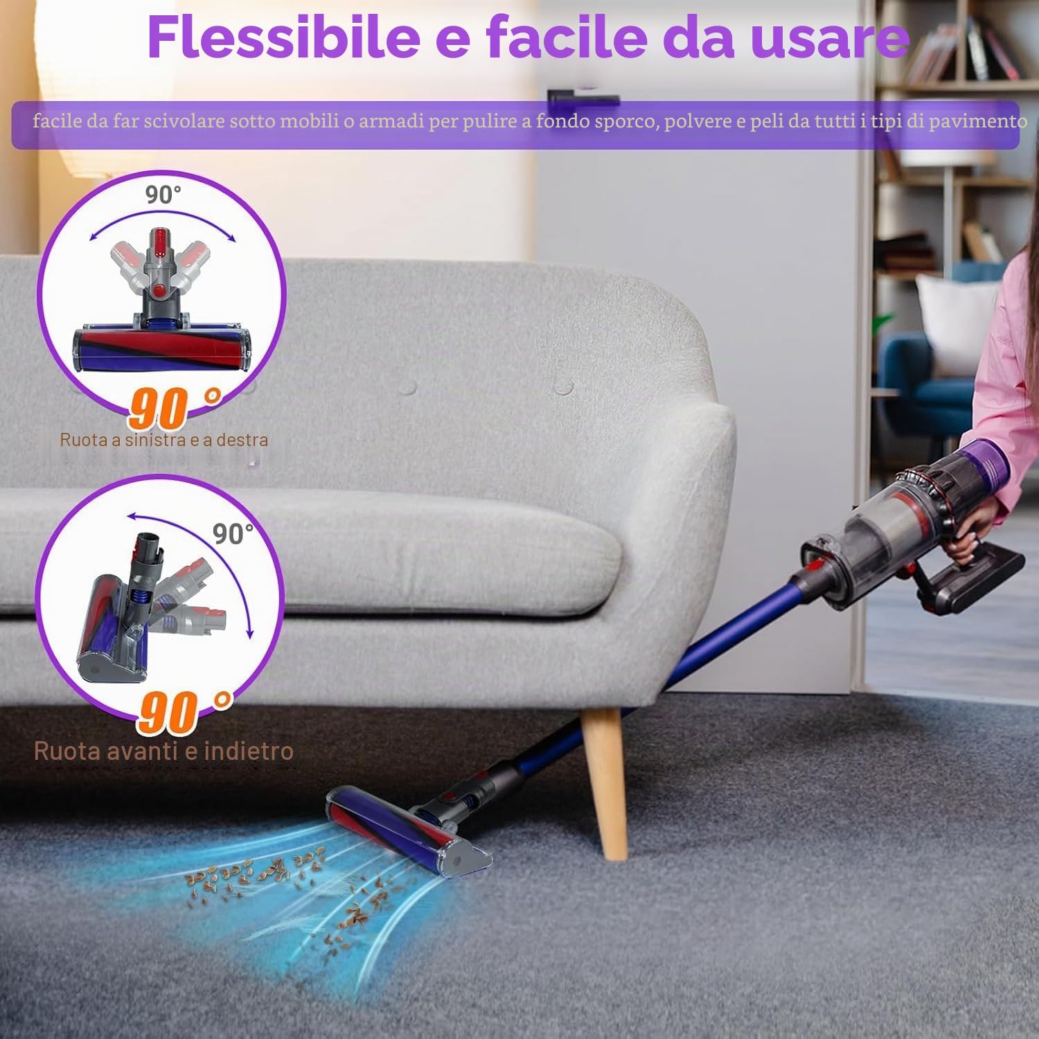 Bocchetta a rullo morbido per aspirapolvere Dyson V7 V8 V10 V11 V15 SV10 SV11 SV12 SV14 SV15