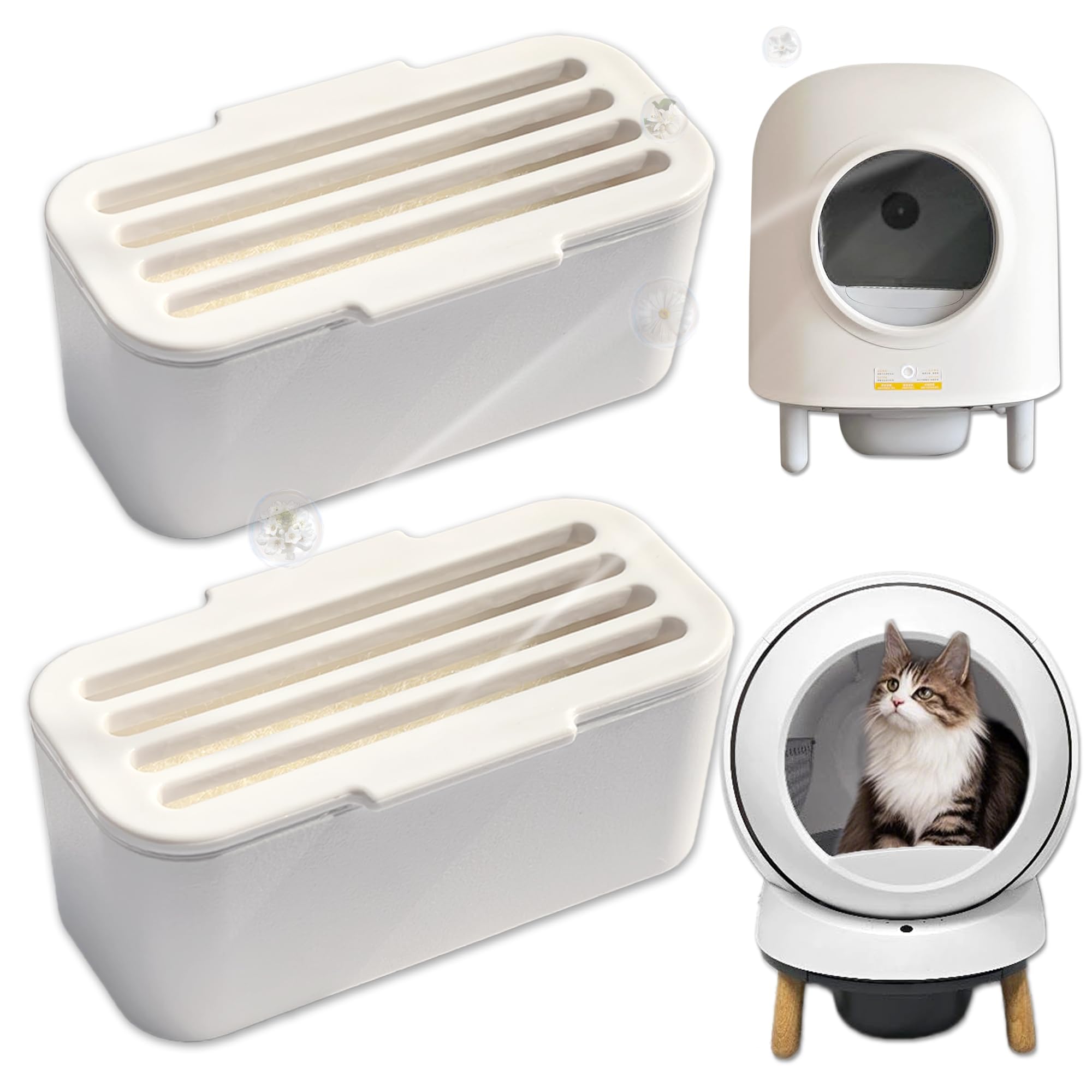 NEWKE Eliminador de olores de mascotas para PetSafe ScoopFree SmartSpin caja de arena autolimpiable para gatos, control de olores para caja de arena automática para gatos, desodorante de inodoro para
