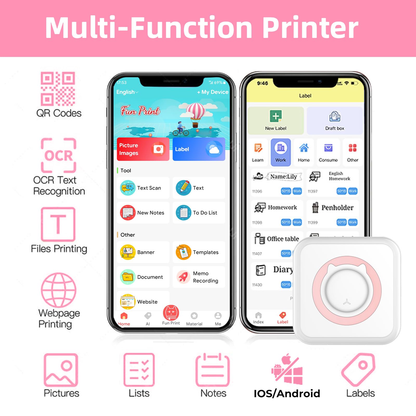 Mini Impresora Bluetooth Térmica Portátil para Fotos