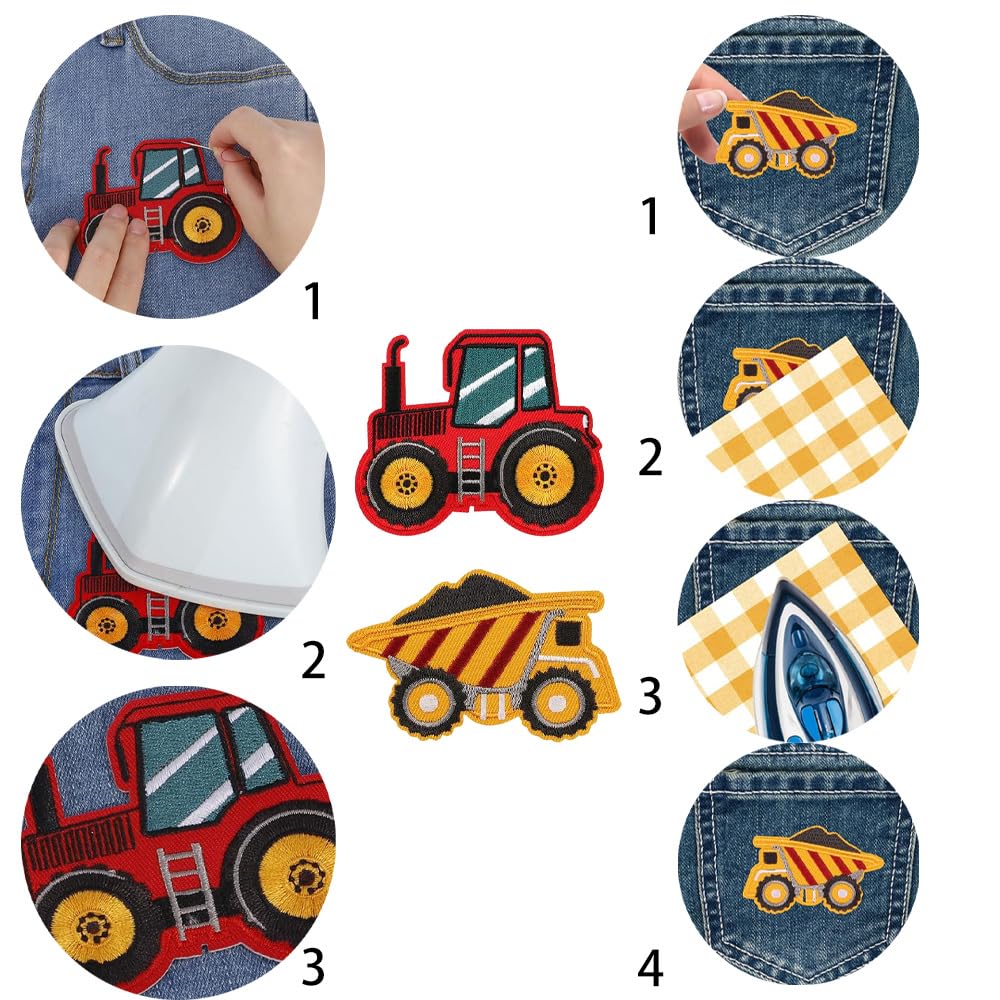 10 stuks bouwvoertuigpatches, patches om op te strijken, patches voor