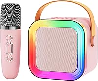 Vista 15 de Mini máquina de karaoke con altavoz para niños y adultos, portátil con Bluetooth y 1-2 micrófonos inalámbricos, regalos de Navidad y cumpleaños