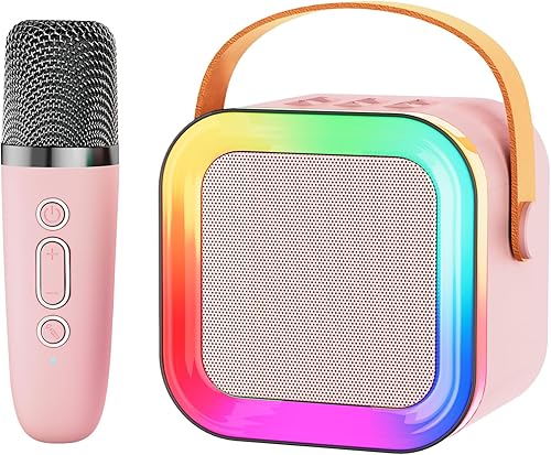 Vista 15 de Mini máquina de karaoke con altavoz para niños y adultos, portátil con Bluetooth y 1-2 micrófonos inalámbricos, regalos de Navidad y cumpleaños