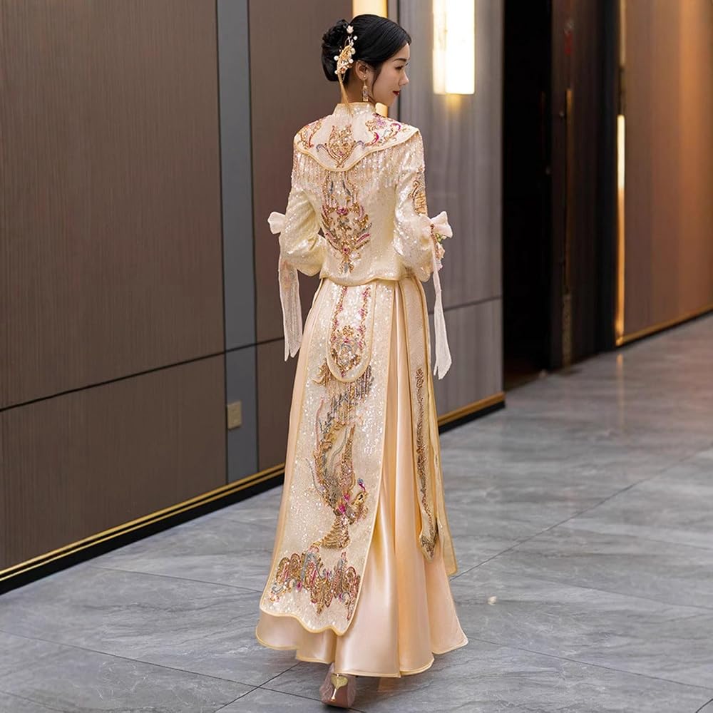 Amazon | [Taopagii] 花嫁ドレス 民族衣装 チャイナ服 レディース 長袖