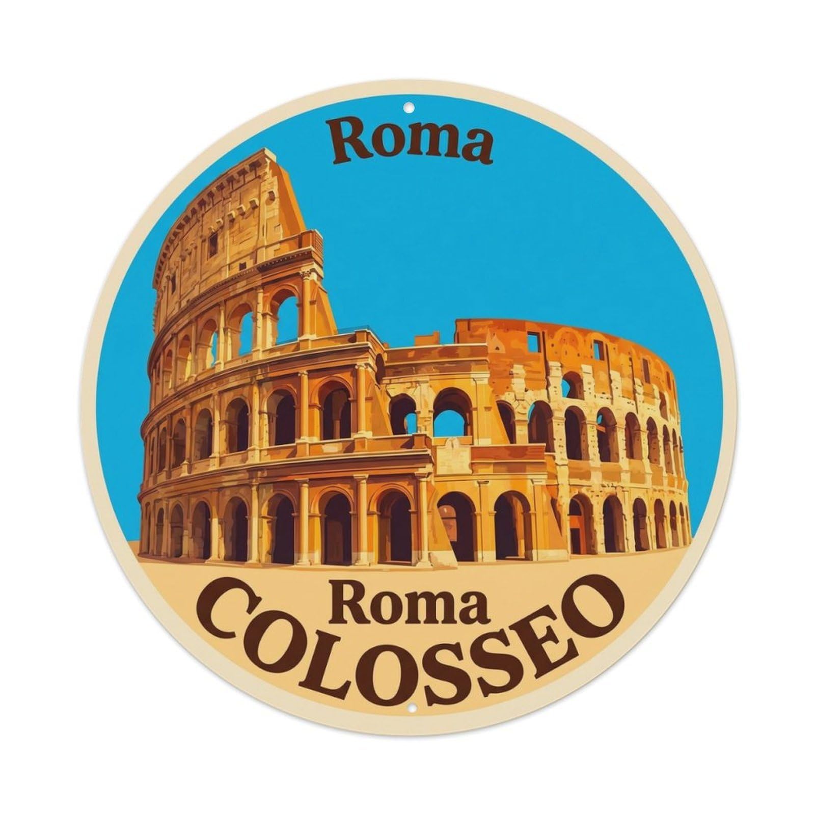 Vintage Travel Colosseum Arena Rome Metal Tin Sign Plaque