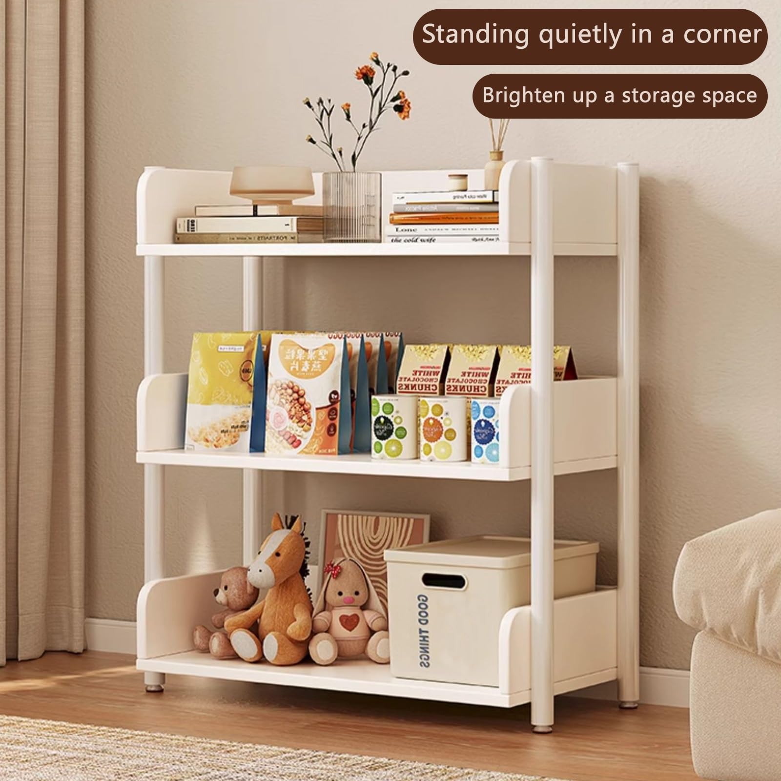 Scaffale Metallo Garage, Scaffale Portaoggetti In Ferro Battuto Per Soggiorno, Espositivo Per Libreria Domestica, Resistente Adatto Per Guardaroba, Scaffali In Metallo Per Garage(White,45cm/17.7in)