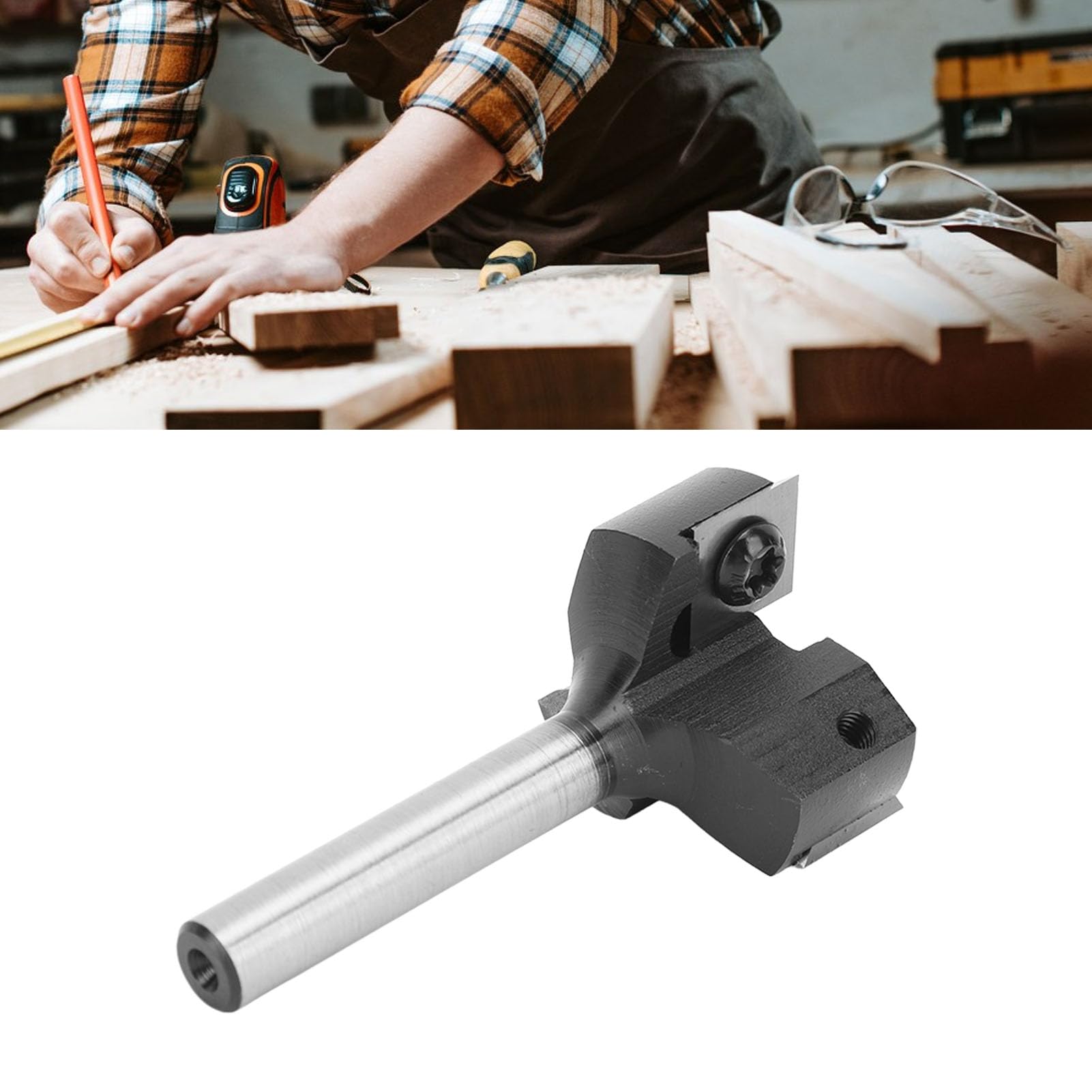 Styl wkładania Bit Spoilboard Trzpień 8 mm Stal wysokowęglowa 3-ostrzowy Frez w kształcie litery T do ręcznych stacjonarnych narzędzi CNC do obróbki drewna Średnica cięcia 1 1/4
