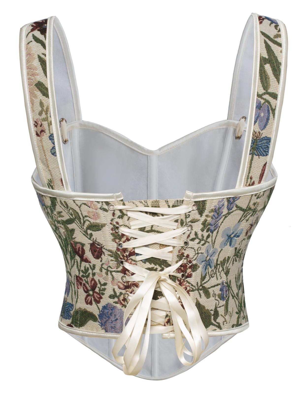 SCARLET DARKNESS Damen Renaissance Korsett Square V-Neck Lace-up Corsage Blumendruck Corset