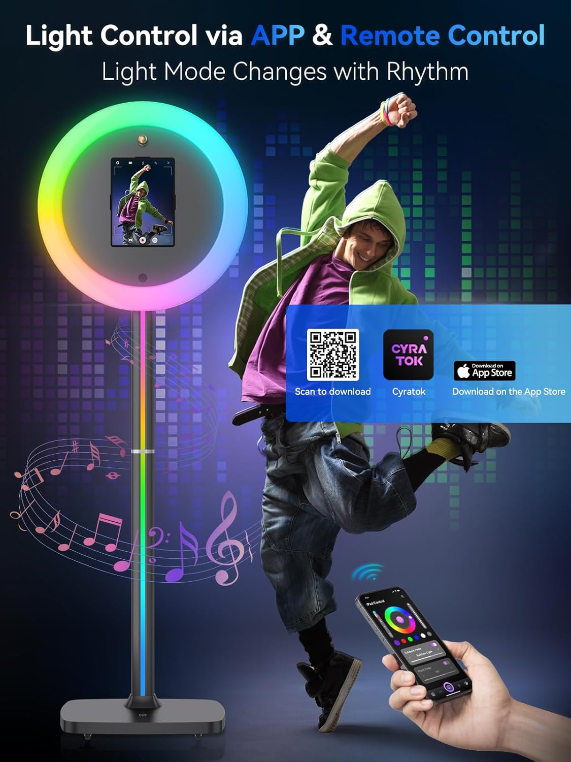 Portable Photo Booth Compatible with Any Ipad, Software Remote Control RGB Light Ring Music Sync, Selfie Photobooth Shell Machine for Parties Wedding Rental (Q1)