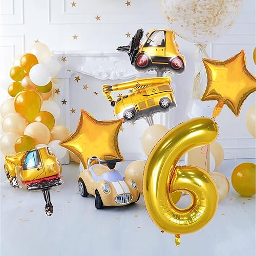 Miniatura 5 de 7 globos de construcción, vehículos de ingeniería de construcción, número de cumpleaños, globos de aluminio de Mylar para construcción, suministros