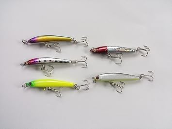 Amazon Co Jp 小型 シンキングペンシル シンペン 3 5g 5cm 5色 セット ゆらゆらフォール ミノー シャッド プラグ メバル ブラックバス バス釣り カマス スポーツ アウトドア