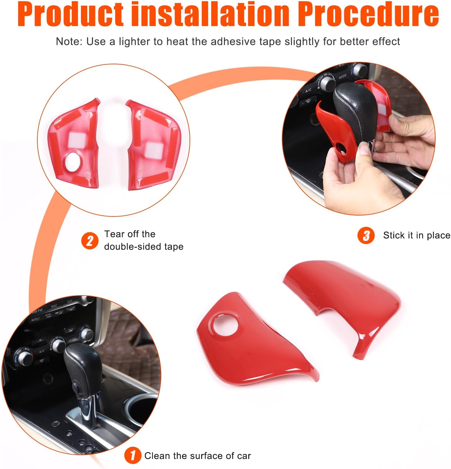 Car Gear Shift Knob Cover Trim Compatible with Nissan Pathfinder 2013 2014 2015 2016 2017 2018 Accessories，Car Auto Interior Gear Shift Knob Cover Trim Cap (Sport Red)